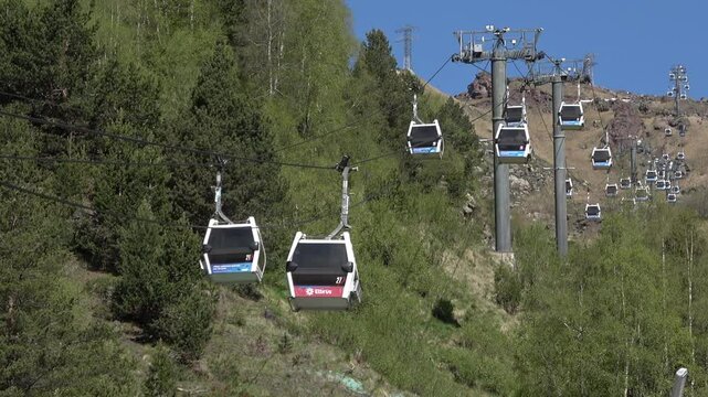 A fragment of the cable car to Elbrus. Azau Glade, Terskol. Kabardino-Balkaria