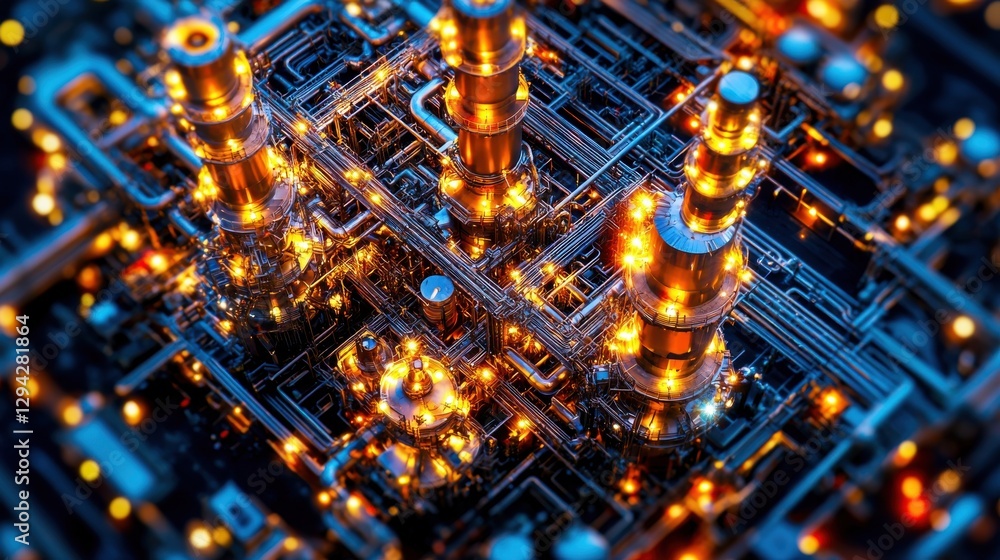 Poster glowing futuristic circuit board abstract texture background with intricate microchip and electricit
