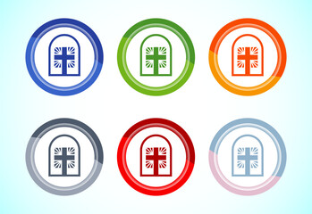 Christian cross icon design illustration, Religion sign. Holy cross logo symbol, 6 color button design set
