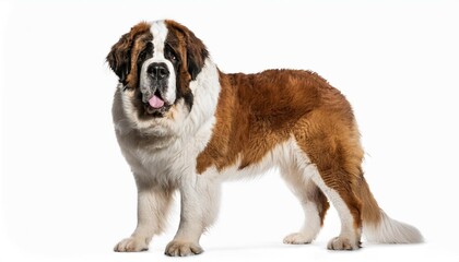 big saint bernard standing and looking at camera isolated on white background