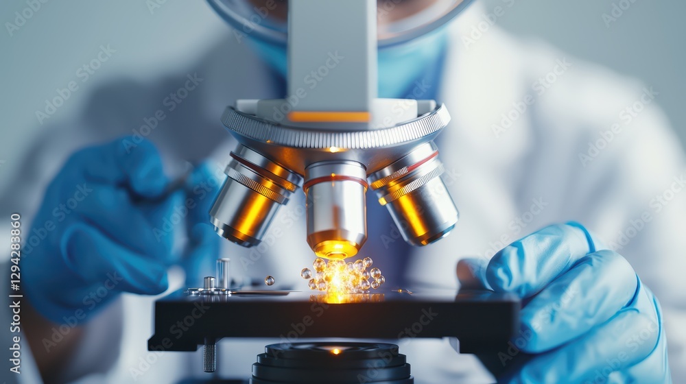 Aufkleber scientist observing molecules under microscope in laboratory setting