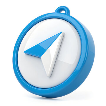 recommend clip art: Stylized blue and white compass with a direction pointer for navigation, travel, and finding directions. Minimal 3D icon render.