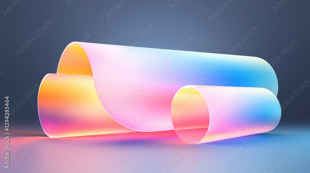 Aufkleber futuristic abstract gradient shapes with soft pastel curves in modern design
