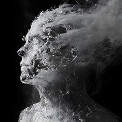 man brain made from ice AI generated