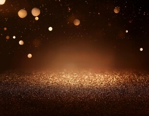 brown banner dark bokeh particles glitter awards dust gradient abstract background futuristic glittering in space on brown background blank