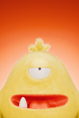 Cute Fluffy Monster Close-up 3D Illustration.