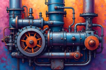 Obraz premium Detailed Close-up of a Steampunk Engine Design