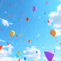 kites are flying with balloons AI generated