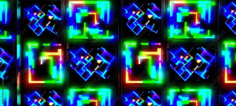 Poster vibrant abstract light patterns in motion creating futuristic neon illusions