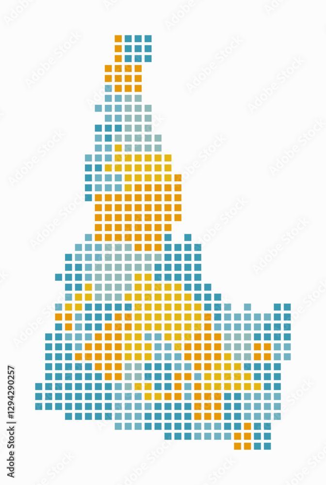 Aufkleber idaho dotted map. digital style map of the state on white background. idaho shape with square dots. 