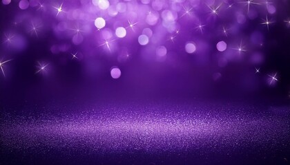 violet banner dark bokeh particles glitter awards dust gradient abstract background futuristic glittering in space on violet background blank empty