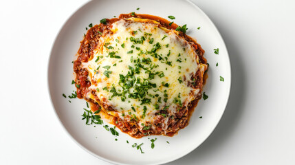 Delicious homemade lasagna recipe with melted cheese and parsley hot food meat meal oven pasta sauce