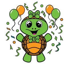 A cute cartoon featuring turtles and animals celebrating St. Patrick's Day in a cheerful illustration.