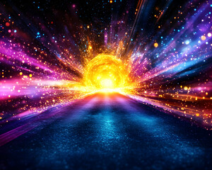 Obraz premium Colorful cosmic road leading to bright light