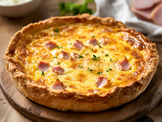 Ham and Cheese Quiche with Flaky Crust