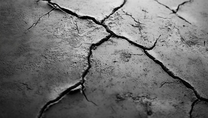 Cracked black concrete surface with rough texture