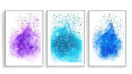 Colorful watercolor splash triptych wall art