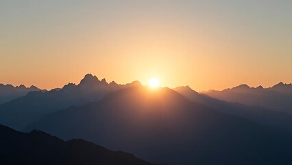 Golden Sunrise Over Majestic Mountain Ranges