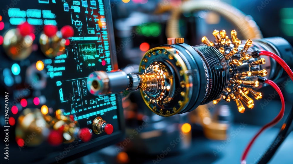 Poster captivating close up of an intricate high tech mechanical engineering masterpiece showcasing a vibra