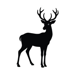 Deer Silhouette Vector Art Illustration and Minimalist Black Color Design