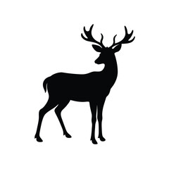 Deer Silhouette Vector Art Illustration and Minimalist Black Color Design