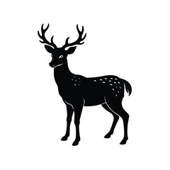 Deer Silhouette Vector Art Illustration and Minimalist Black Color Design