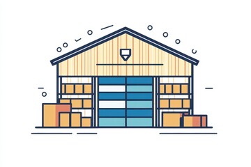 Modern Minimalistic Logistic Warehouse Icon with Stacked Boxes