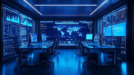 A data monitoring center provides cyber security global information overview