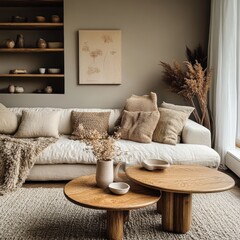 Modern interior design showcases a living room with many items