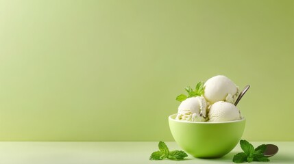 Delicious Ice Cream Delight: A vibrant bowl of creamy, smooth ice cream is presented, capturing the pure joy and satisfaction of a sweet treat