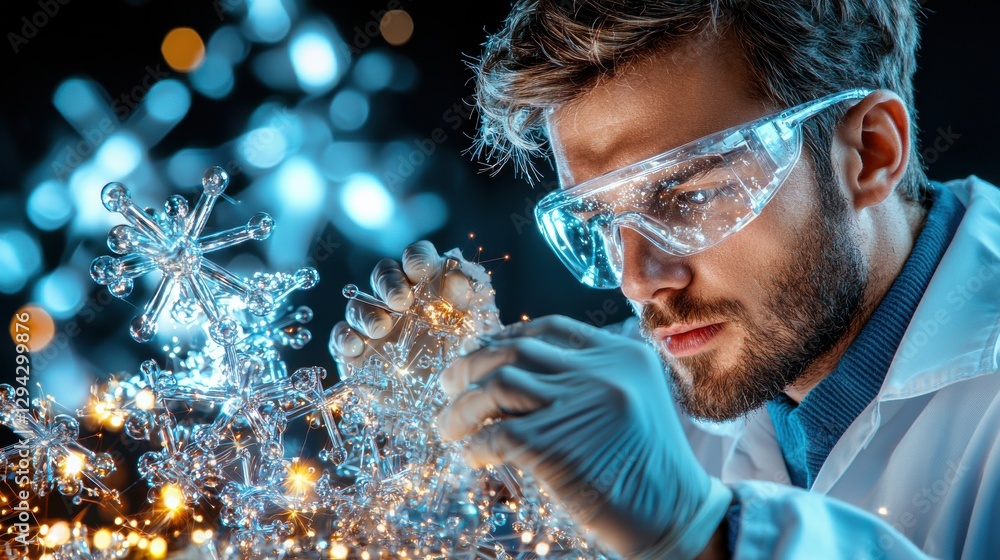 Aufkleber a professional researcher or scientist closely examining and analyzing various liquid samples and cr