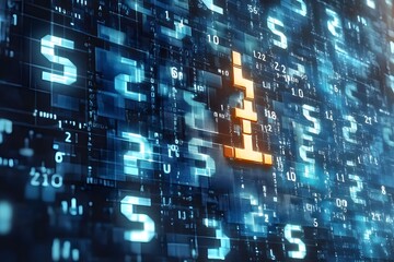 Data Stream: Abstract digital display of streaming data with binary code and glowing numbers, representing technology's intricate network.