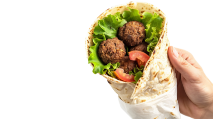 Falafel Wrap on transparent background PNG.