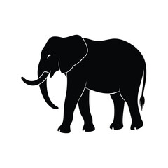 Obraz premium Minimalist Elephant Silhouette Vector Art and Black Color Design Illustration