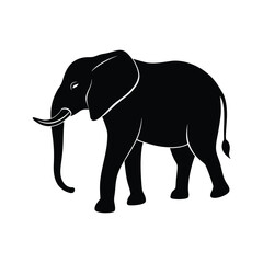 Minimalist Elephant Silhouette Vector Art and Black Color Design Illustration