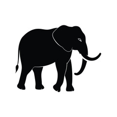 Fototapeta premium Minimalist Elephant Silhouette Vector Art and Black Color Design Illustration