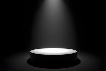 Empty Stage Podium Under Spotlight - Minimalist Product Display Background
