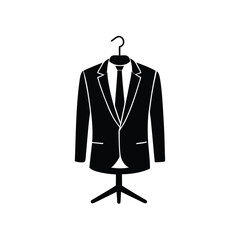 black and white suit hanging