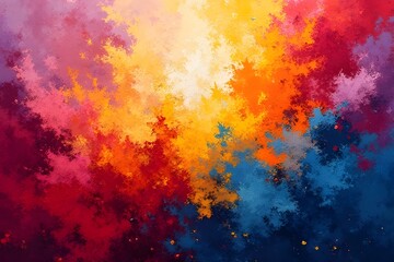 Vibrant Abstract Painting with Bold Colors and Textured Patterns