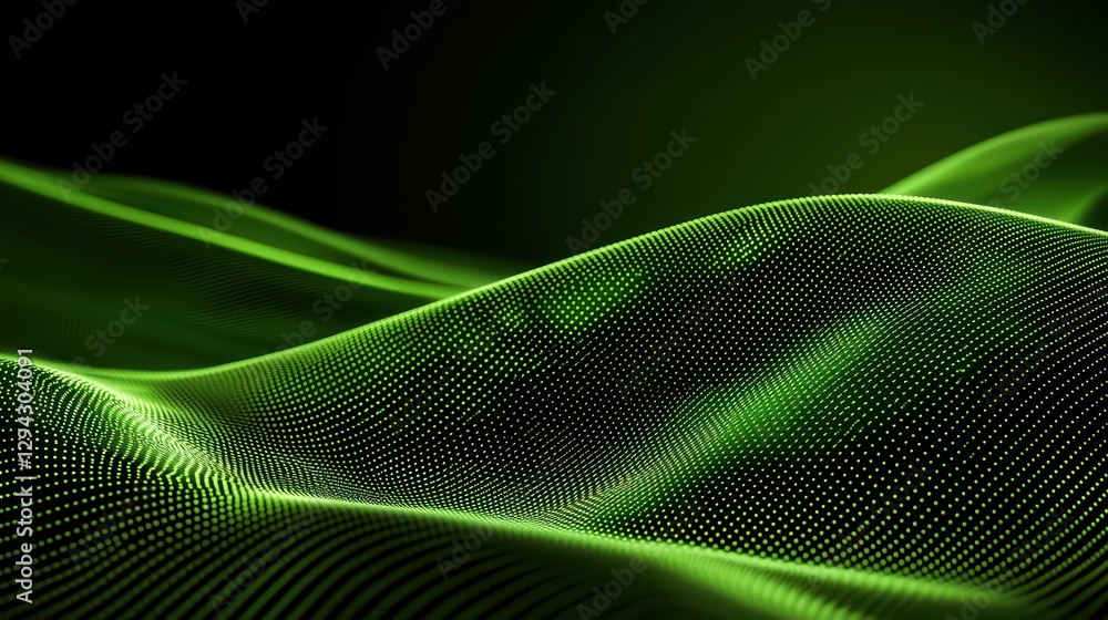 Poster abstract digital wave in cyberspace with chaotic green patterns