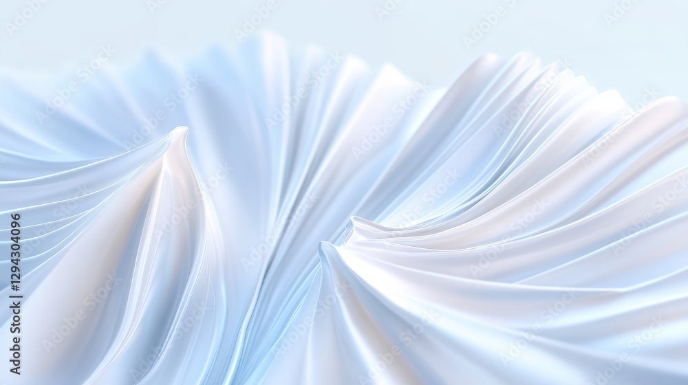 Poster abstract white fabric with gentle folds and smooth flowing patterns