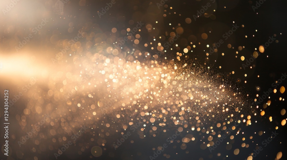 Fototapete a mesmerizing burst of golden particles illuminates a dark space, creating a captivating and enchant