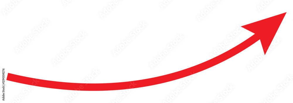 Poster long curve arrow icon vector . black long up arrow icon vector . arrow pointing upward.