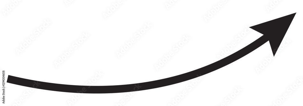 Poster long curve arrow icon vector . black long up arrow icon vector . arrow pointing upward.