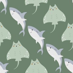 seamless background with fishes