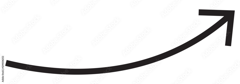 Poster long curve arrow icon vector . black long up arrow icon vector . arrow pointing upward.