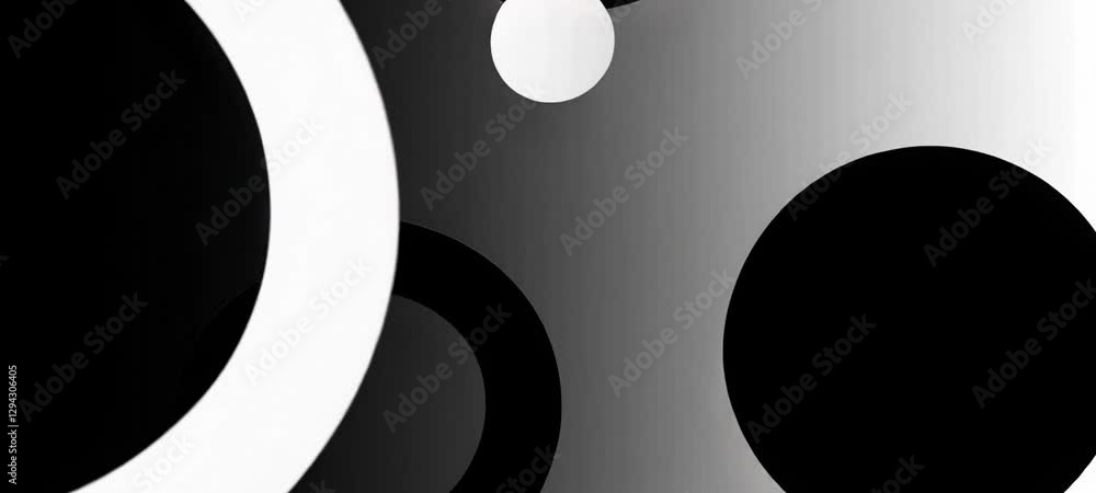 Poster dynamic abstract monochrome circles in motion with smooth transition effects