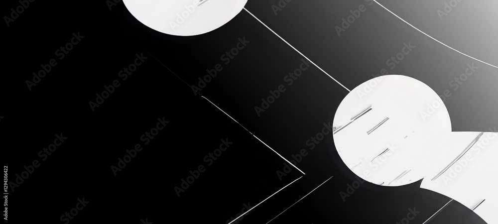 Poster abstract monochrome circles and lines moving in dynamic dance