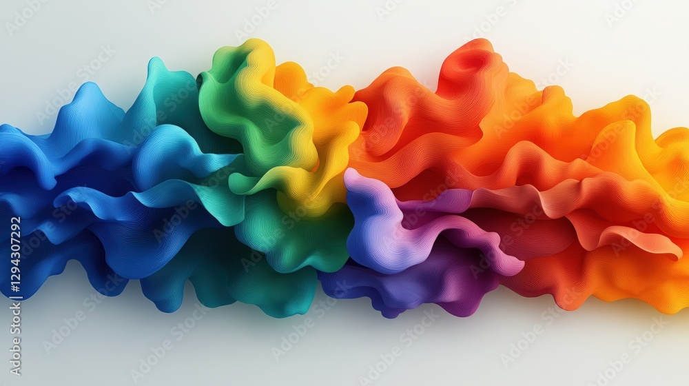 Poster rainbow colored abstract background with swirls and waves on a white backdrop for design and art pro