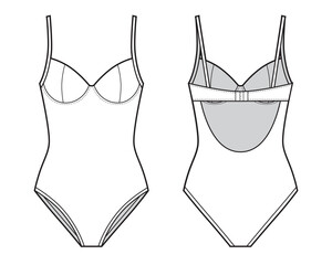 One Piece Swimsuit illustration with front and back view